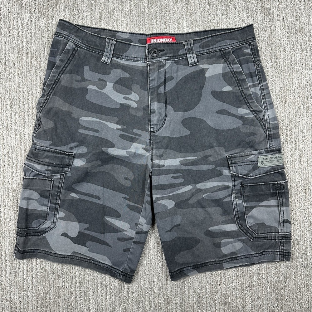 Unionbay Cargo Shorts Men 36 Camo Y2k Utility Casual 10 Inseam